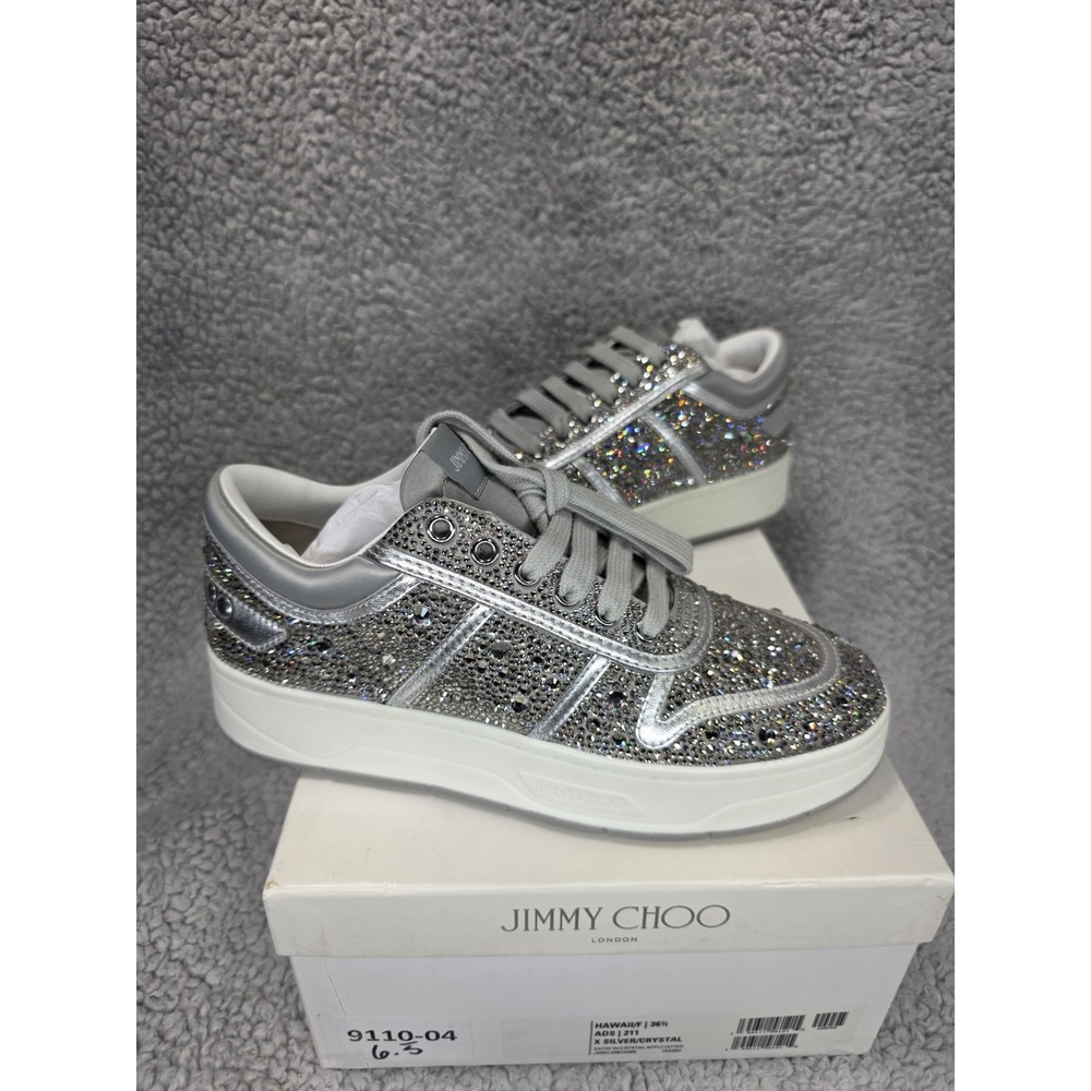 Jimmy Choo Hawaii Crystal Satin & Leather Sneakerโ Women's EU36.5 US 6.5